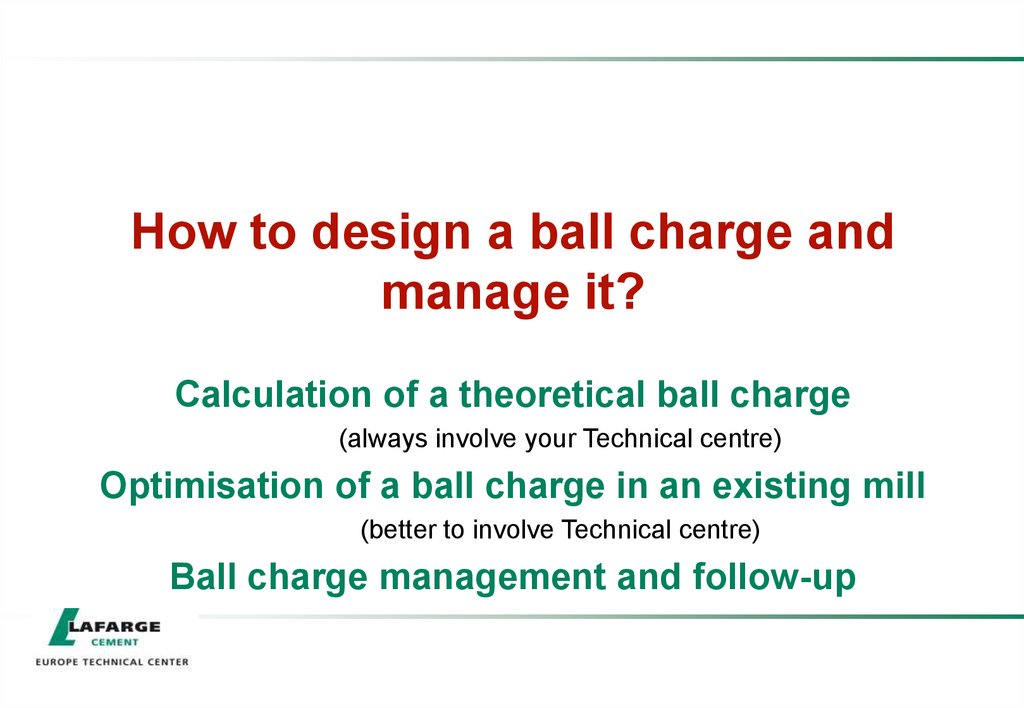 How to design a ball charge and manage it?