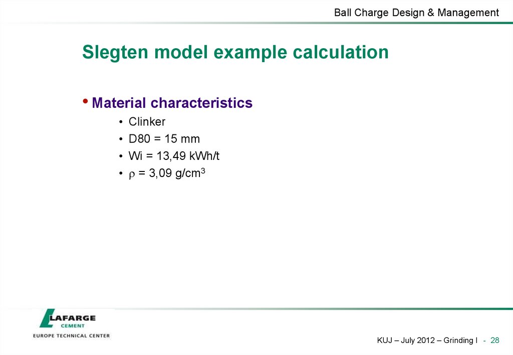 Slegten model example calculation