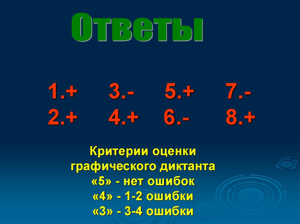 1.+ 3.- 5.+ 7.- 2.+ 4.+ 6.- 8.+