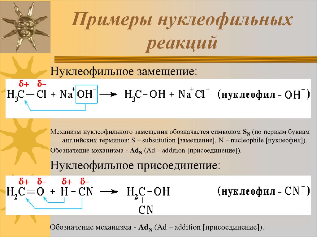 Механизм реакции пример. Нуклеофильный и электрофильный механизм реакции. Гидролиз нуклеофильное замещение. Механизм реакции нуклеофильного замещения. Нуклеофильные реакции примеры.