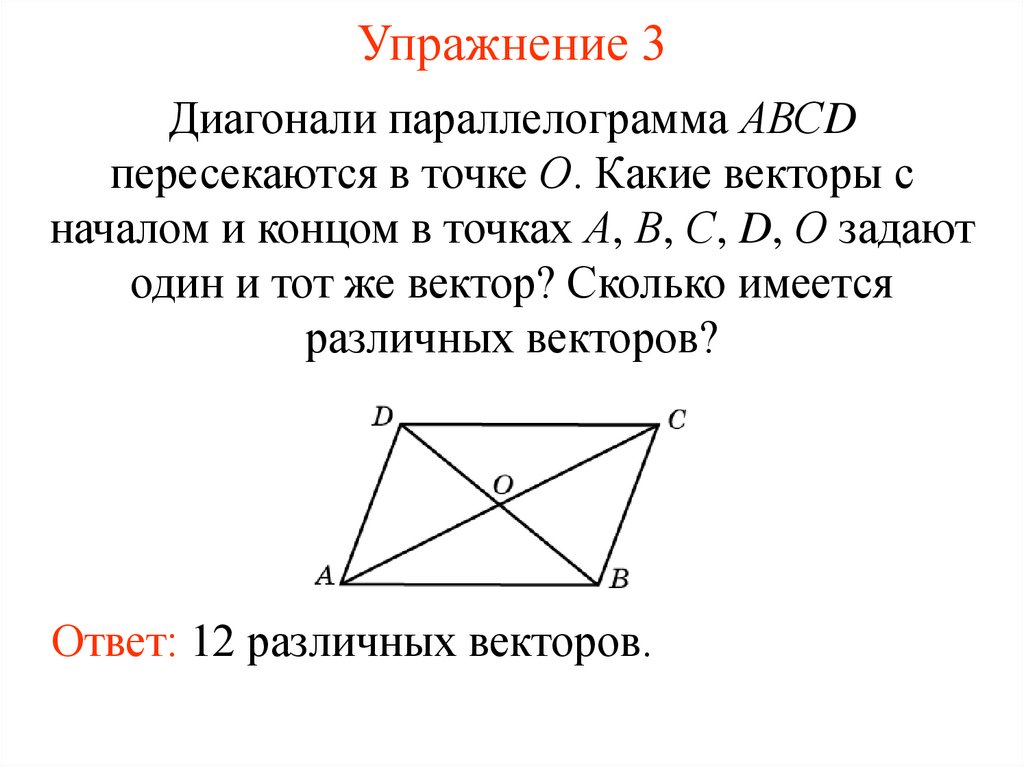 Свойство точки пересечения диагоналей параллелограмма