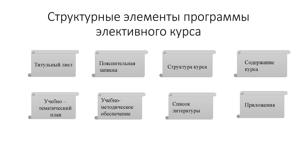 Структурные элементы программы элективного курса