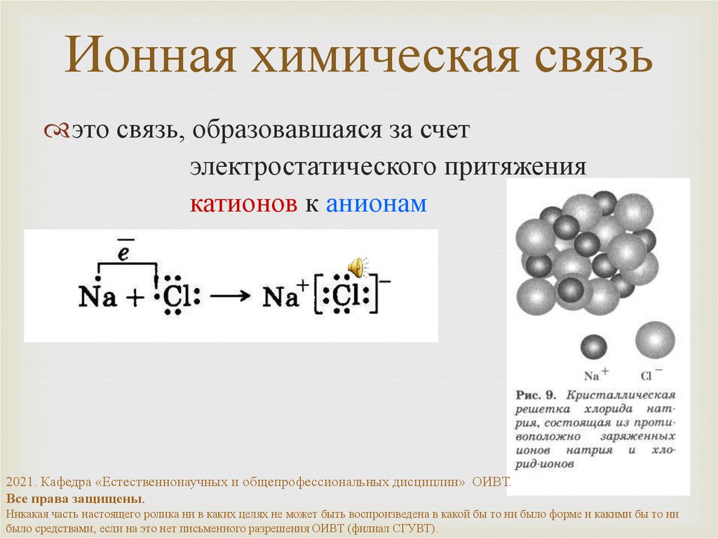 Формула веществ с ионной химической связью