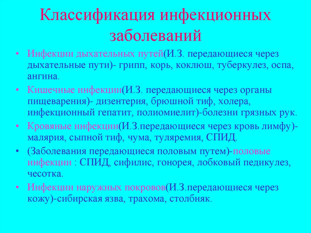 Классификация инфекционных