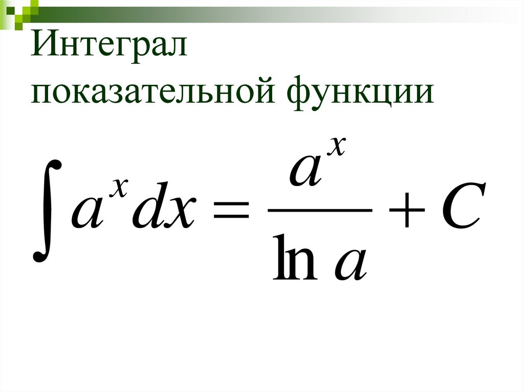 Производная и интеграл степенной функции с действительным показателем презентация