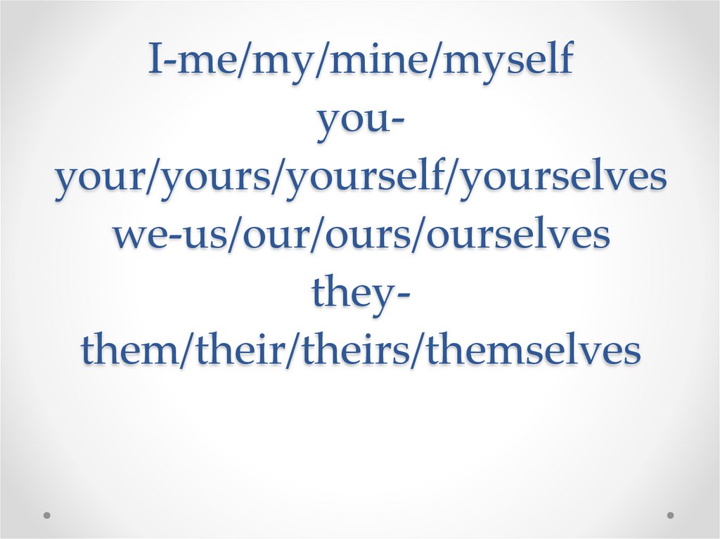 Myself ourselves yourself yourselves