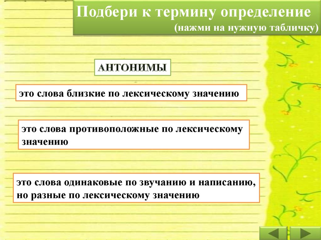 Слова антиподы 4 класс презентация