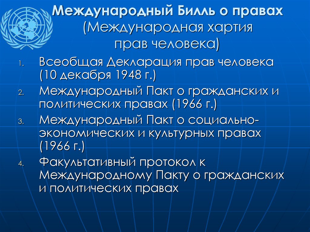 Международный билль о правах человека схема