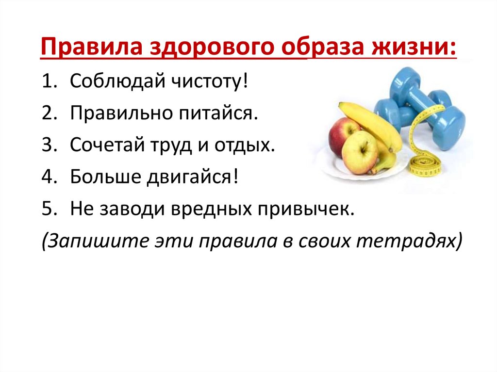 Правила здорового образа жизни: