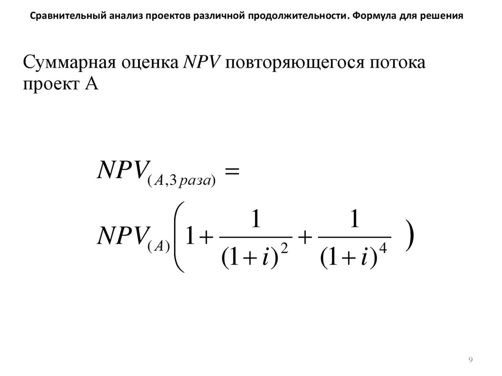 Оценка эффективности проектов различной продолжительности