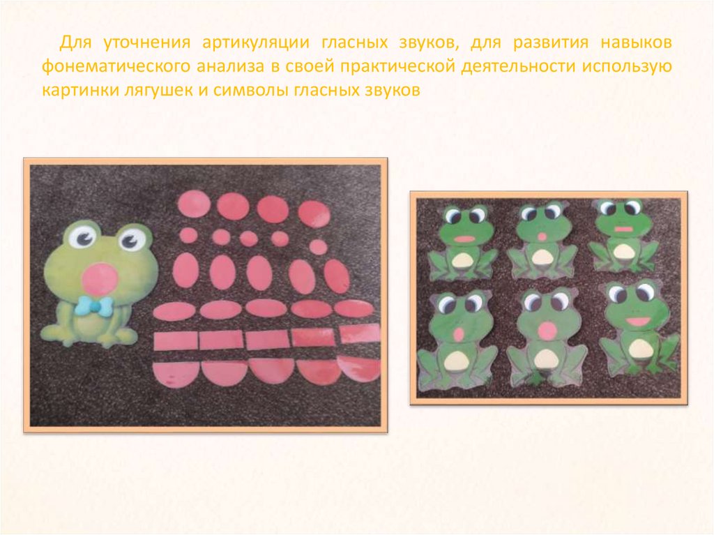 Для уточнения артикуляции гласных звуков, для развития навыков фонематического анализа в своей практической деятельности