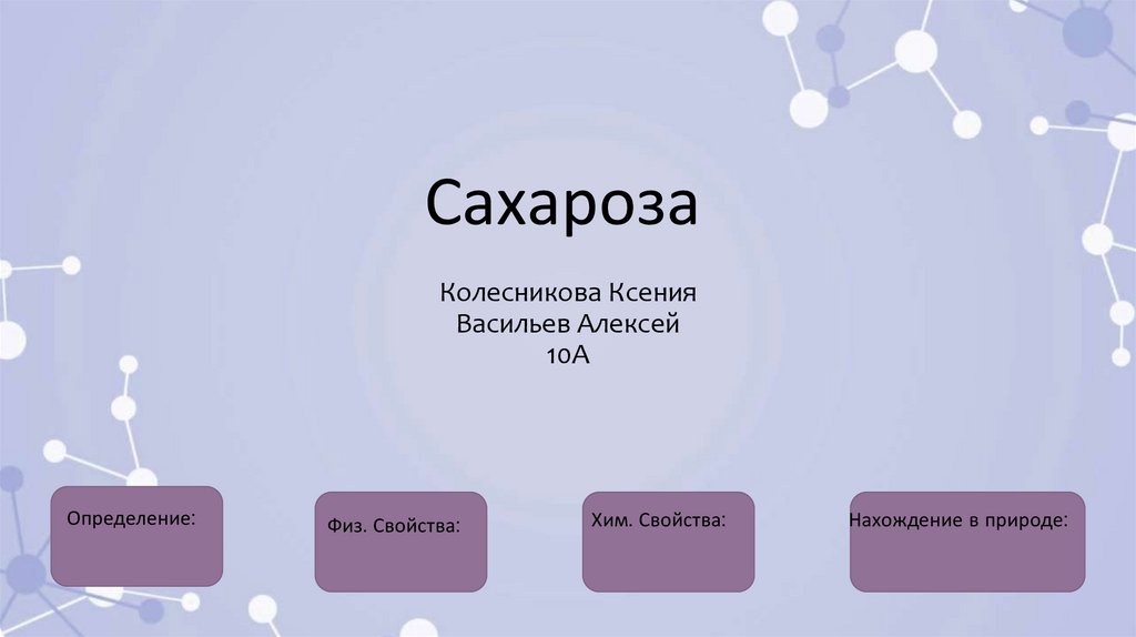 Химические свойства сахарозы