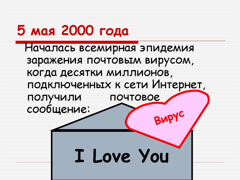 5 мая 2000. Компьютерный вирус iloveyou. Loveletter вирус. Червь iloveyou. Компьютерный вирус i Love you.
