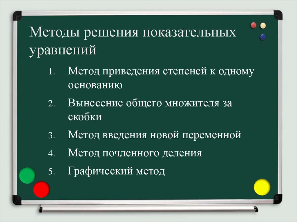 Методы решения показательных уравнений