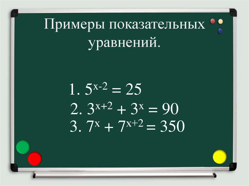 Примеры показательных уравнений.