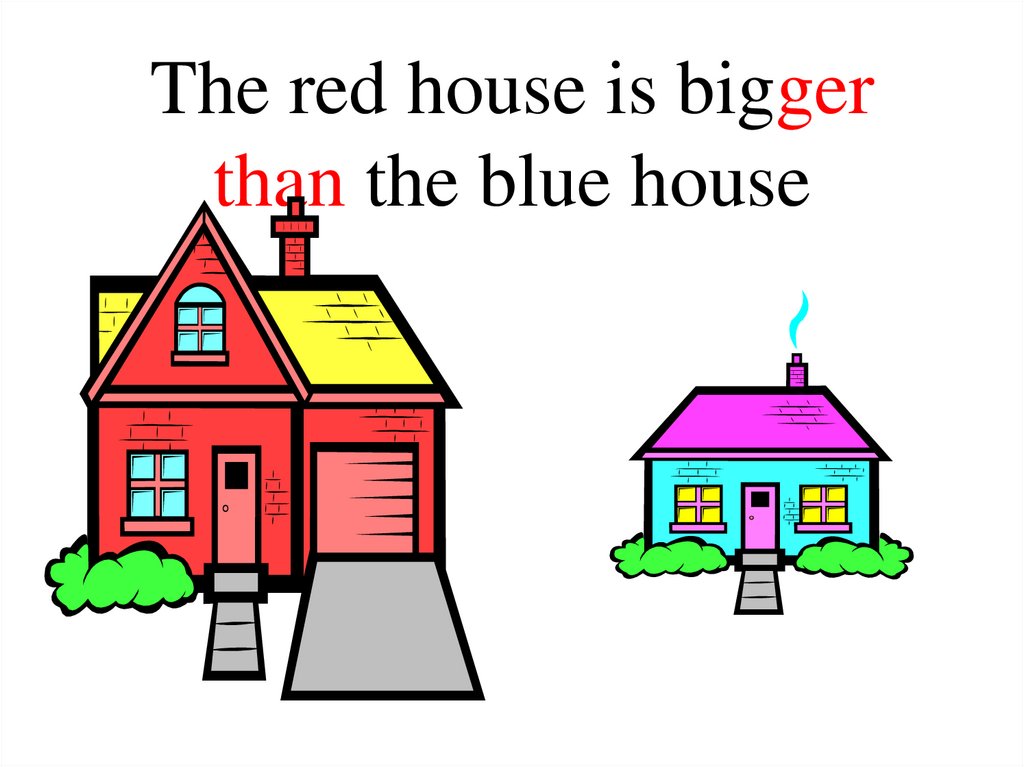 Bigger or smaller than. House is bigger than. Is bigger than. House is Blue. Bigger than smaller than.