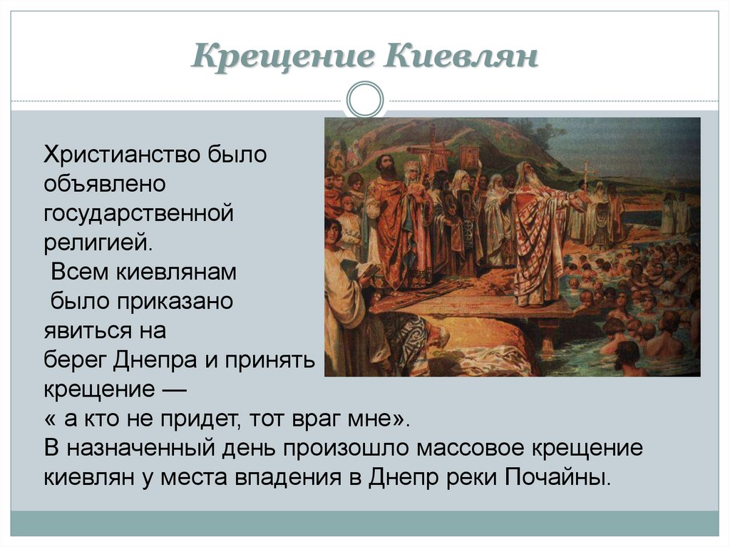 В русских землях происходил процесс. Крещение Руси. Крещение киевлян. Принятие христианства на Руси.