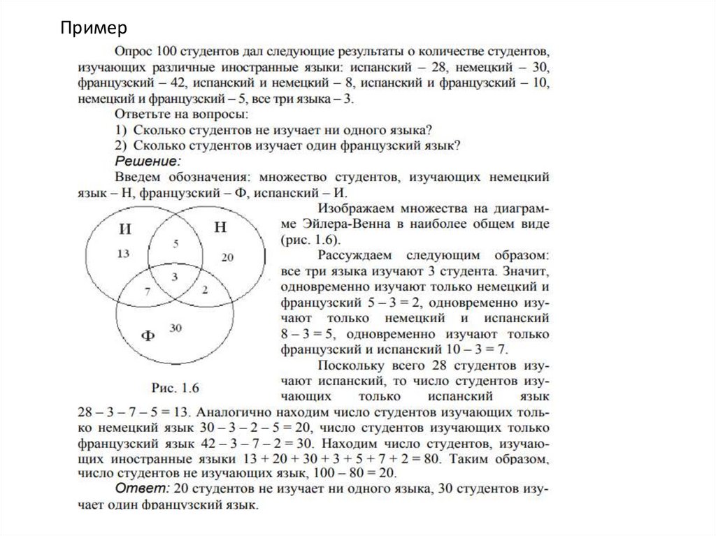 Решение диаграмм эйлера