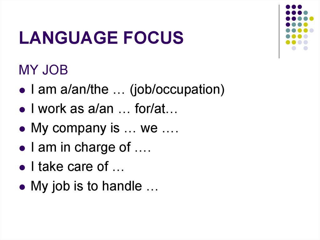 LANGUAGE FOCUS