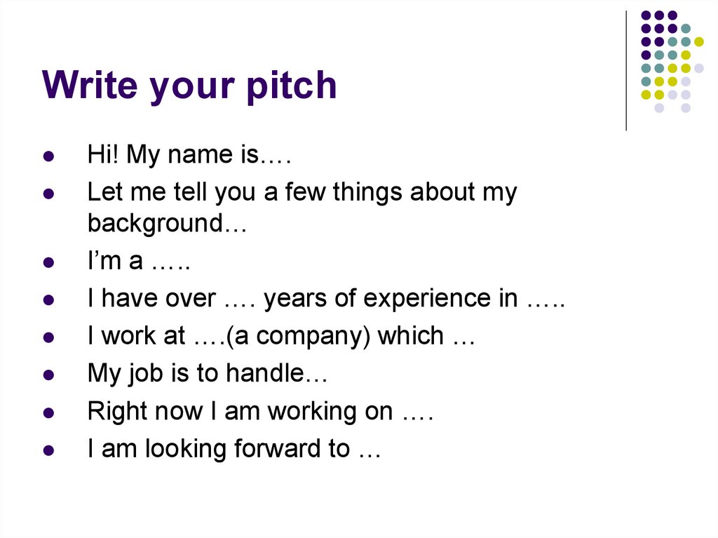 Write your pitch