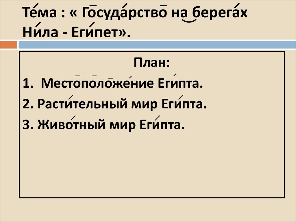 Государство на берегах нила план