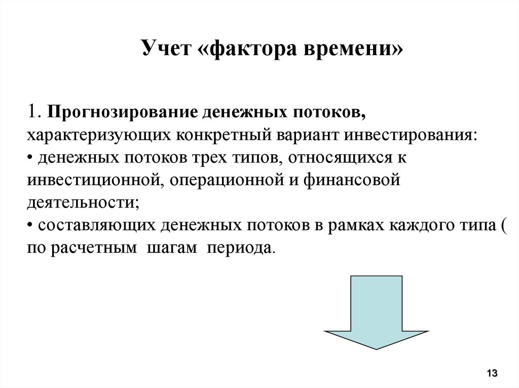 Реализуемость инвестиционного проекта следует оценивать по денежному потоку