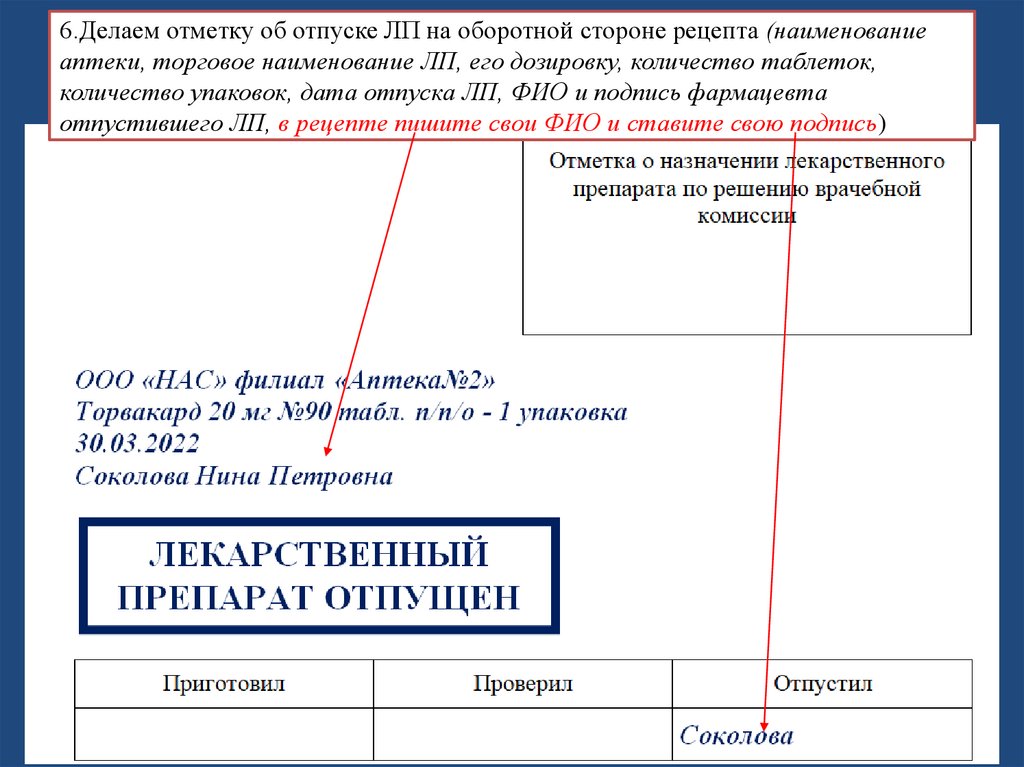 Отметки на постах. Отметка об отпуске на рецепте. Отметка сделано. Алгоритм отпуска рецептов. Оборотная сторона рецепта.