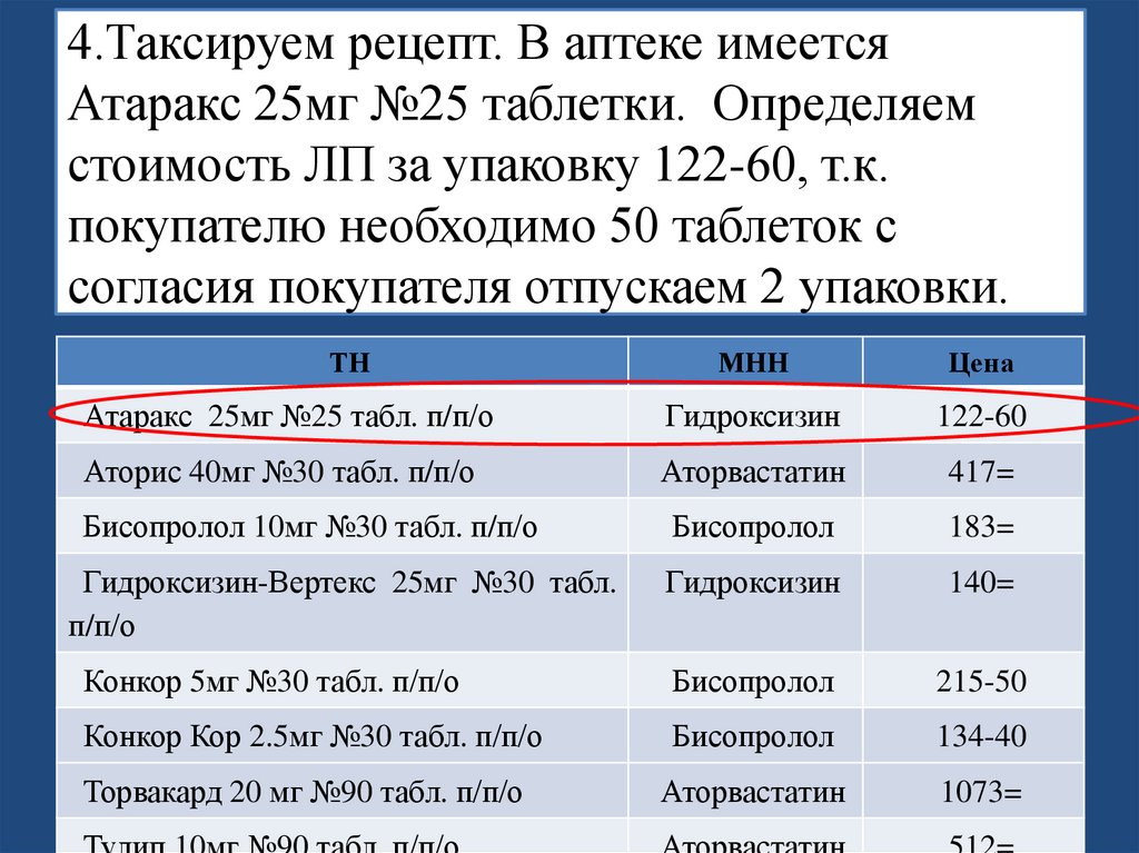 Атаракс рецепт на латинском