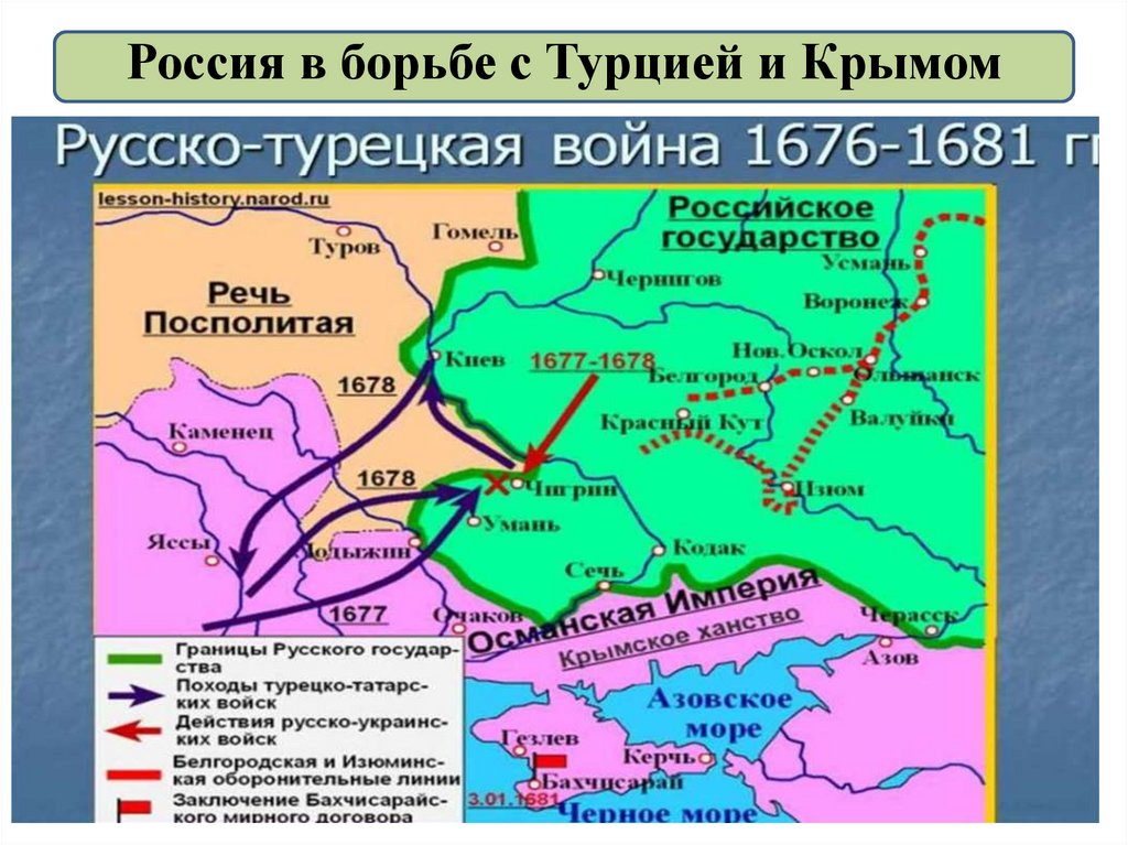 Бахчисарайский договор 1681. Россия в борьбе с Турцией и Крымом в конце 17 века.