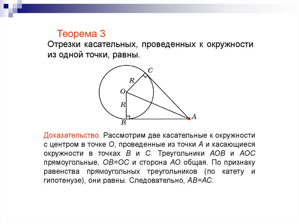 Свойство касательной чертеж