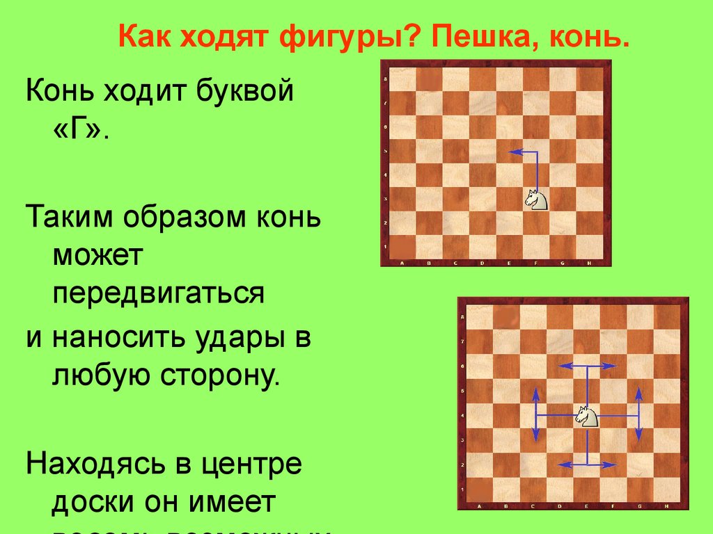 Как ходит конь в шахматах в картинках и как бьет