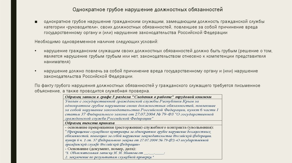 Расторжение служебного контракта по инициативе служащего