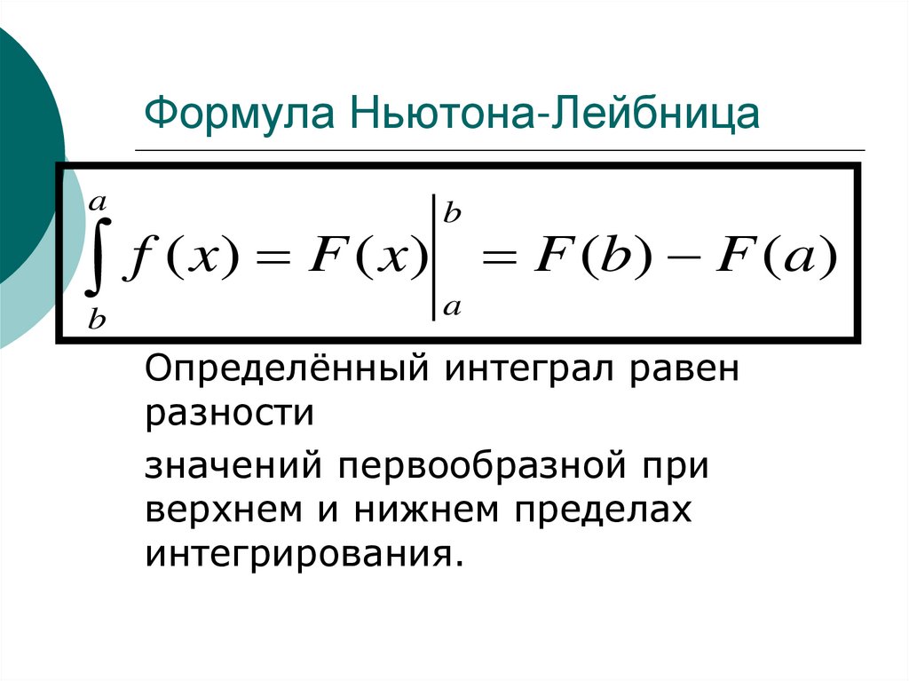 Интеграл онайл. Определённый интеграл формула Ньютона-Лейбница. Определенный интеграл формула Ньютона Лейбница. Ф-ла Ньютона Лейбница. С помощью формулы Ньютона-Лейбница вычисляют.