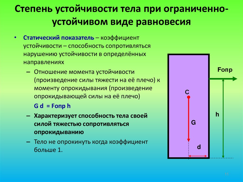 Устойчивого положения тела в пространстве. Виды устойчивости равновесия. Степень устойчивости тела. Ограниченно устойчивое равновесие. Устойчивость тел физика.