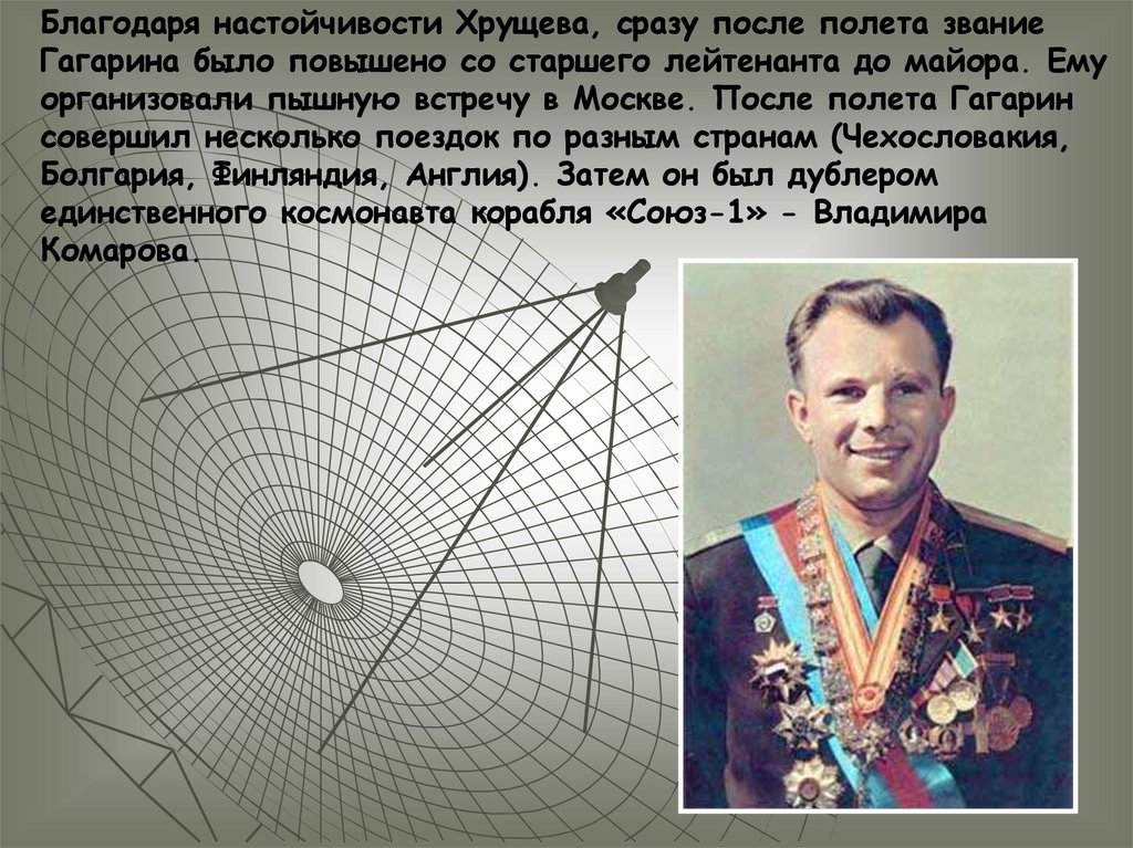 Какую первую награду получил гагарин. Звание Гагарина после полета. Воинское звание Гагарина. Гагарин звания до и после полета.