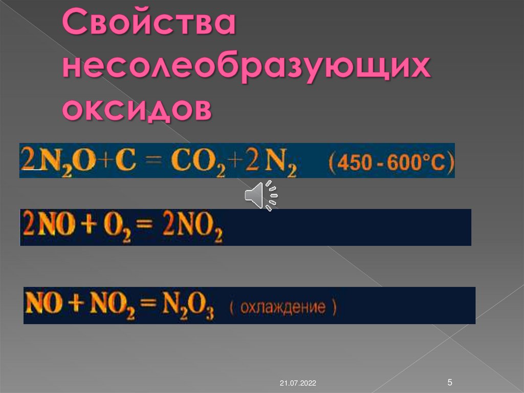 Свойства несолеобразующих оксидов