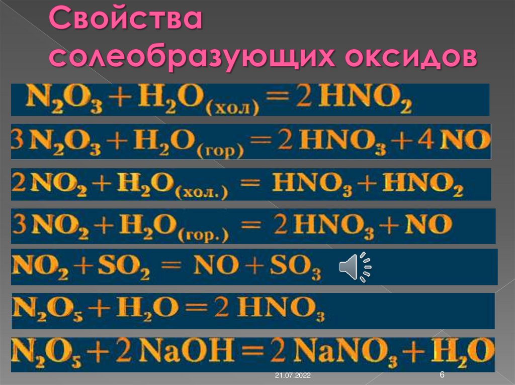 Свойства солеобразующих оксидов