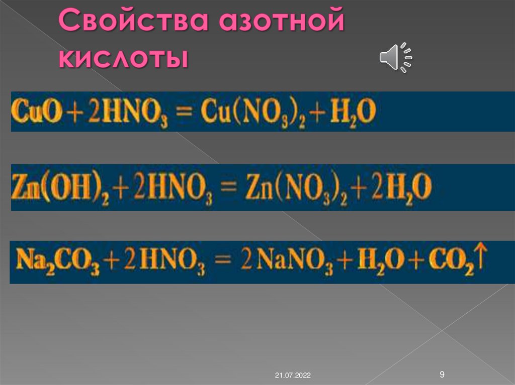 Свойства азотной кислоты