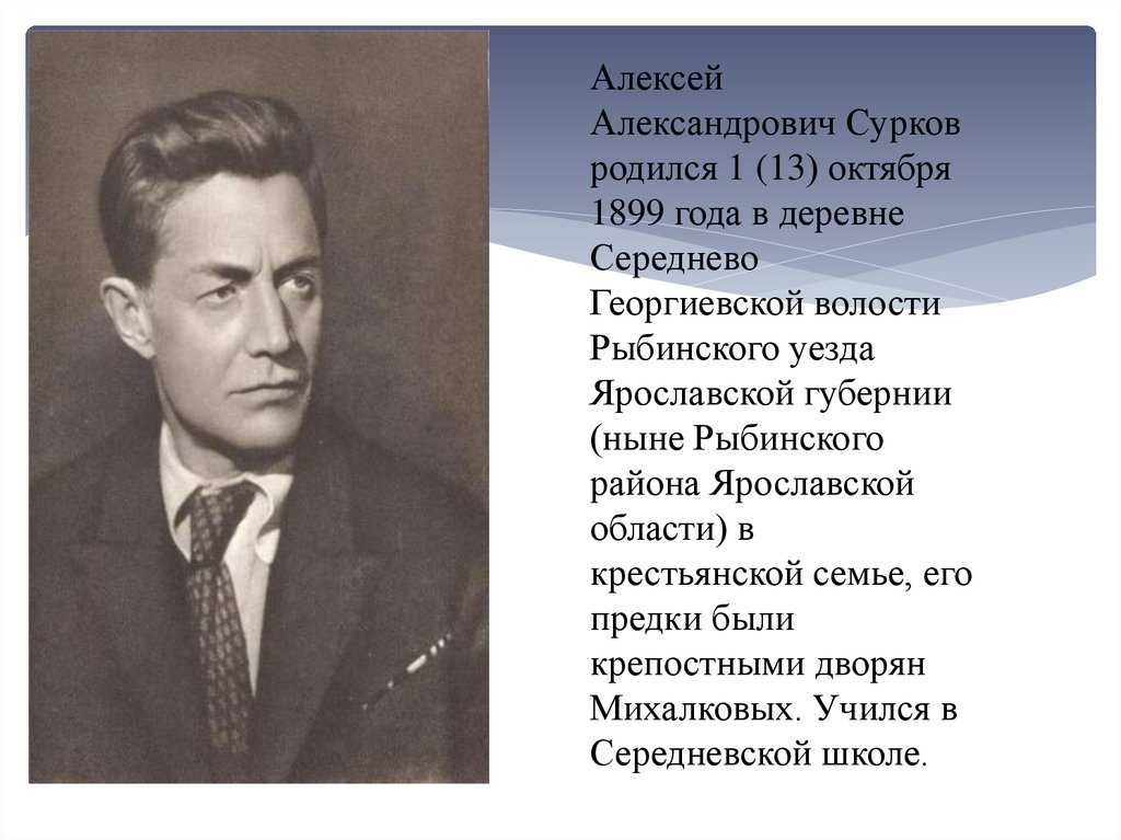 Алексей сурков жизнь и творчество презентация