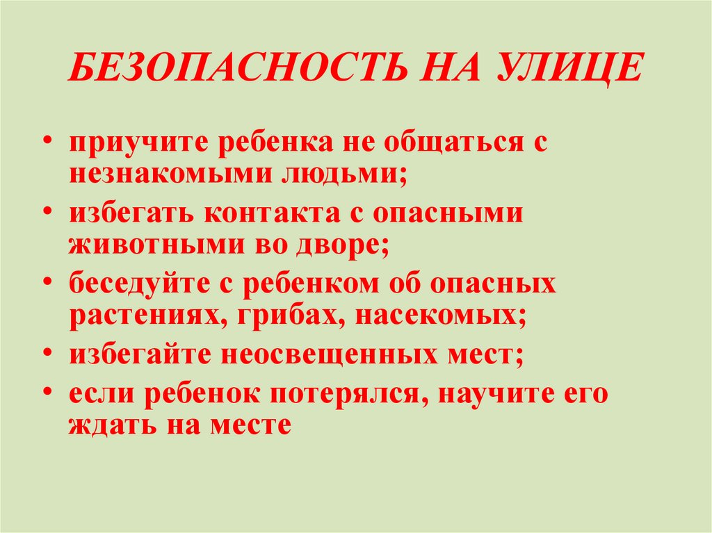 БЕЗОПАСНОСТЬ НА УЛИЦЕ