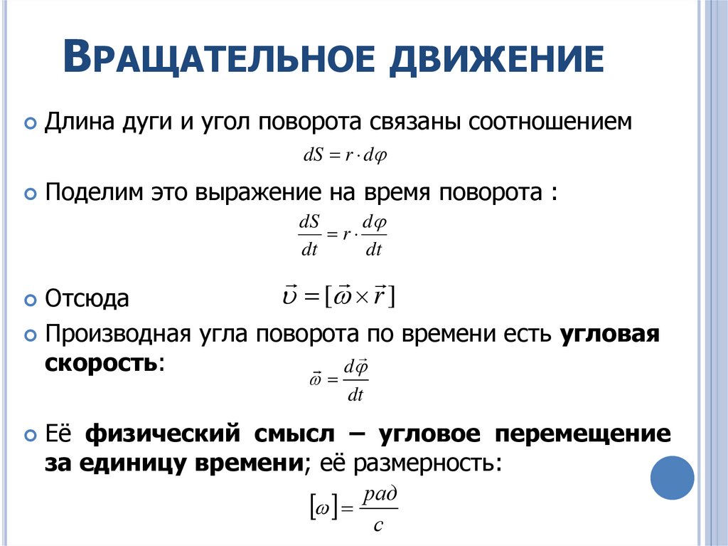 Характеристики поступательного и вращательного движения