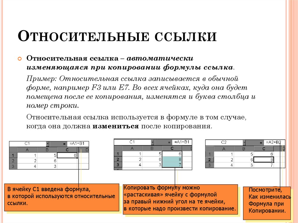 Относительная ссылка в электронном процессоре это