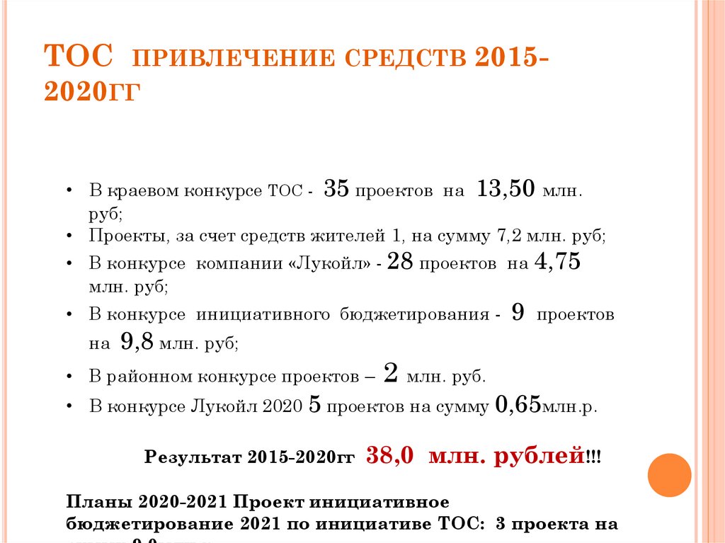 ТОС привлечение средств 2015-2020гг