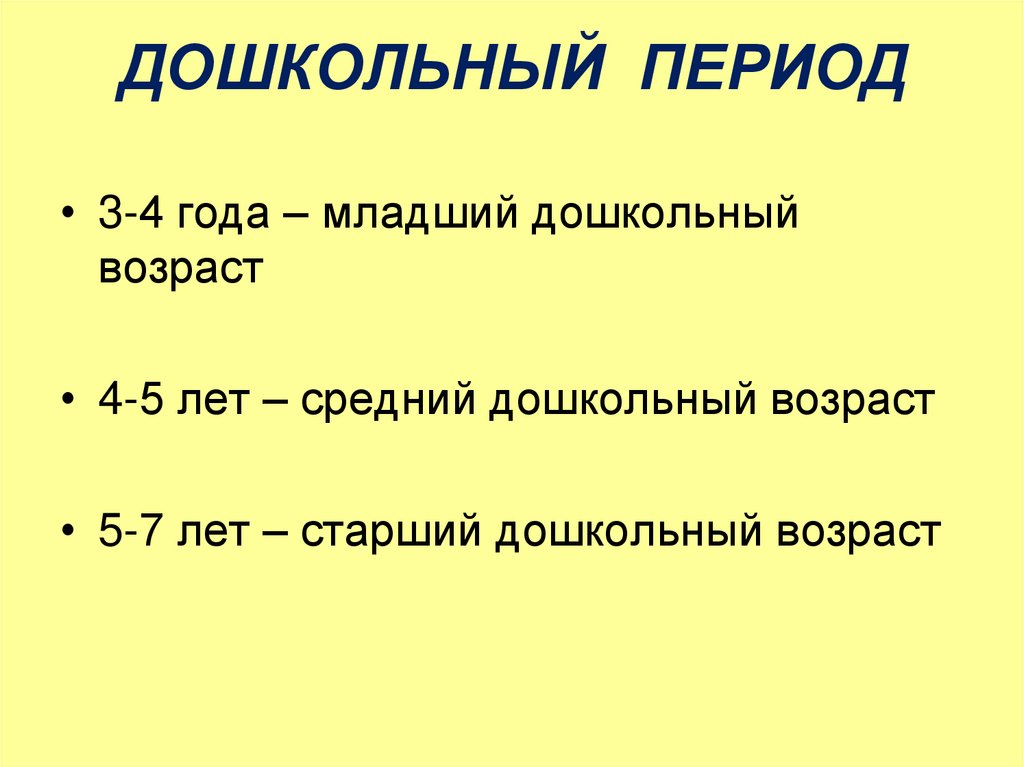 Периоды дошкольного образования