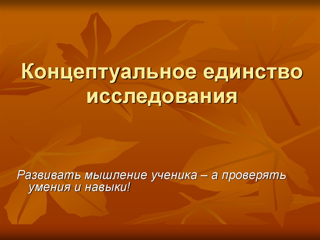 Концептуальное единство исследования