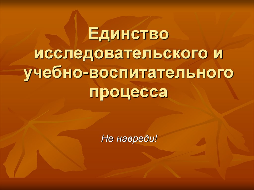 Единство исследовательского и учебно-воспитательного процесса