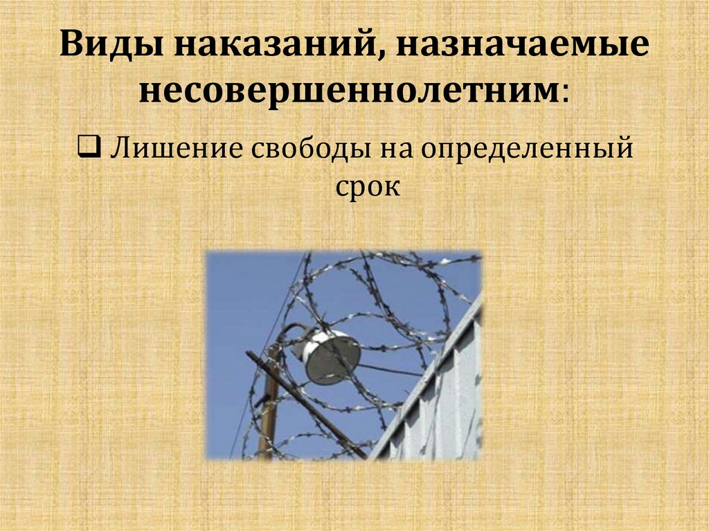 Лишение свободы на определенный срок презентация