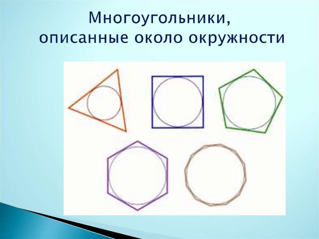 Выберите рисунки на которых многоугольник не описан около окружности