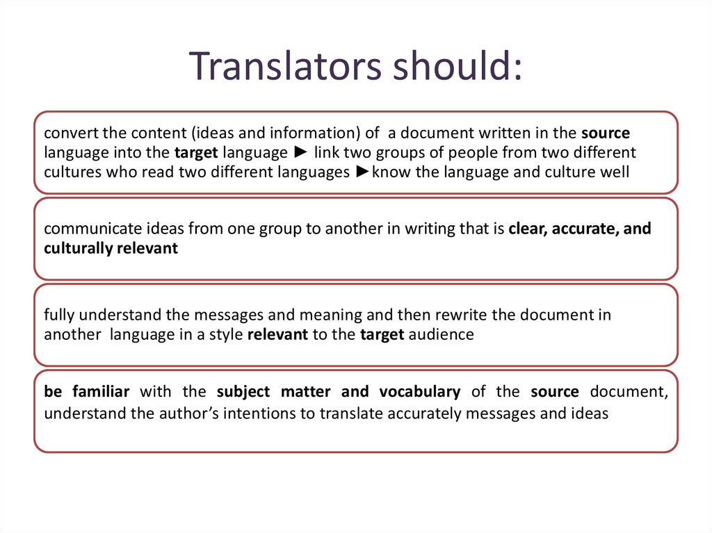 Translators should: