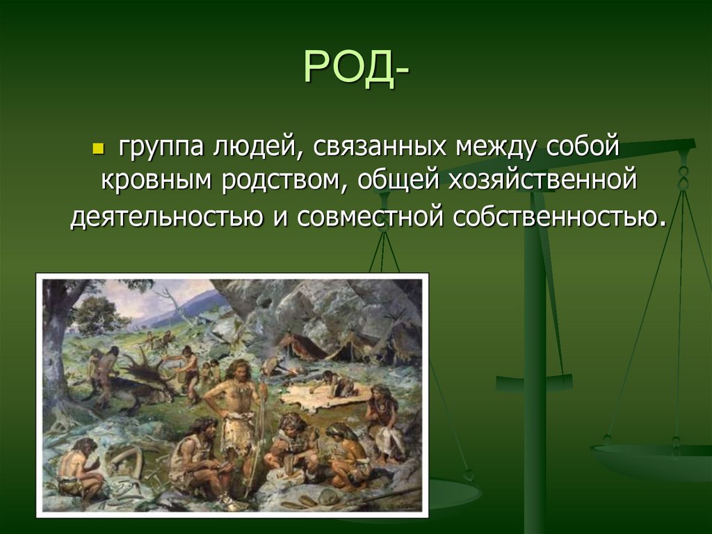 Группа род. Группы людей связанных кровным родством. Род - это коллектив. Родовой Строй признаки.